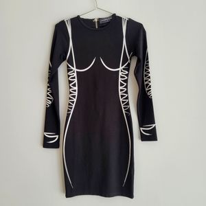 🖤Maniere De Voir- Black Sketch Mini Dress - NWOT US Size 2 (see description)